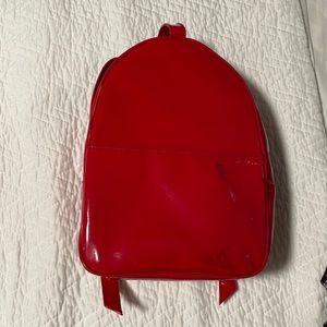 vintage red faux leather backpack
